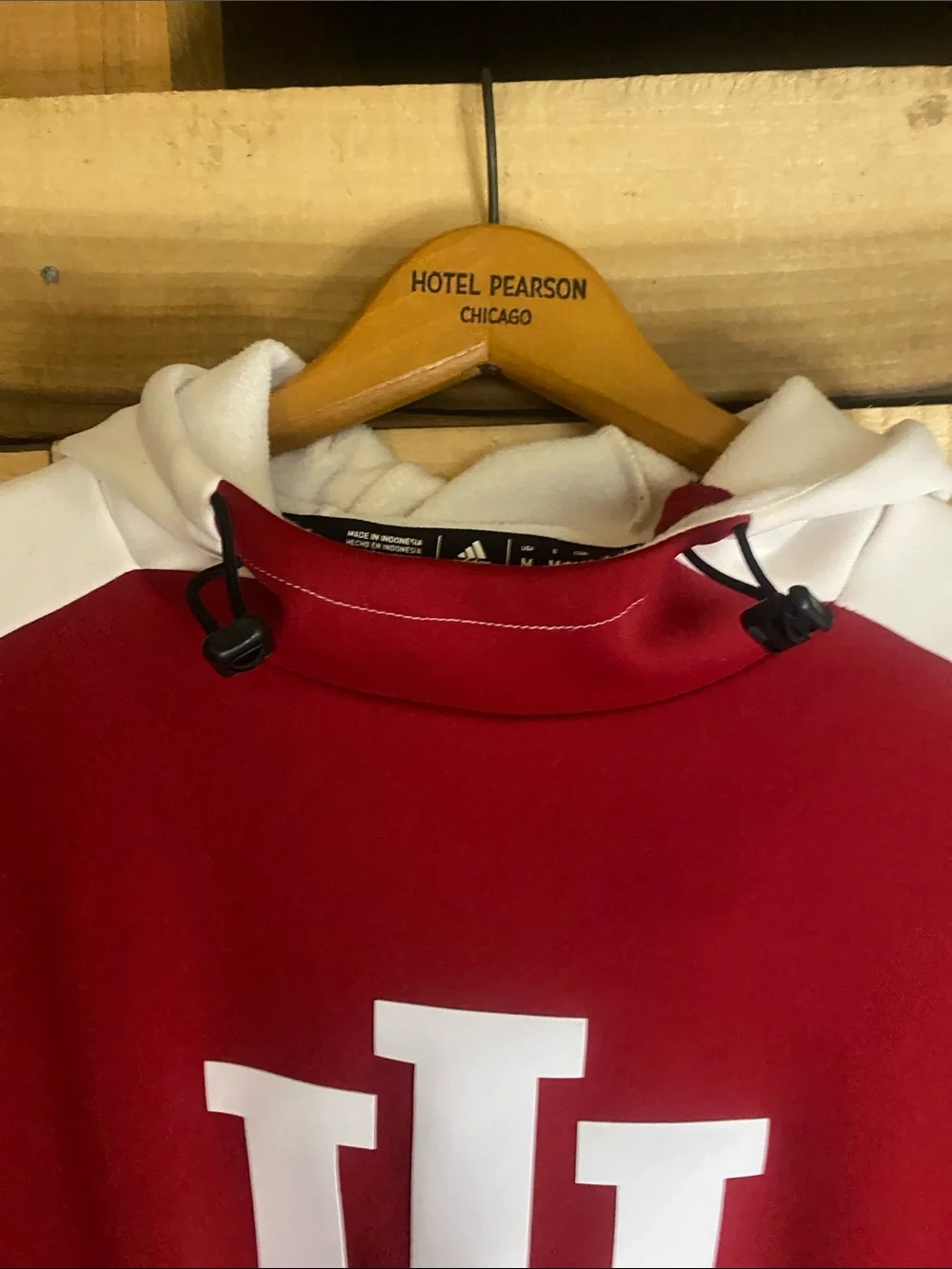 adidas Men’s Red & White Crewneck Pullover with Indiana IU Logo climawarm M